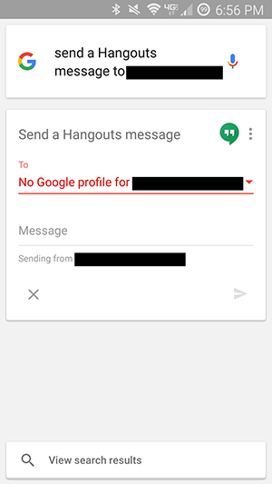 No Google profile for contact found