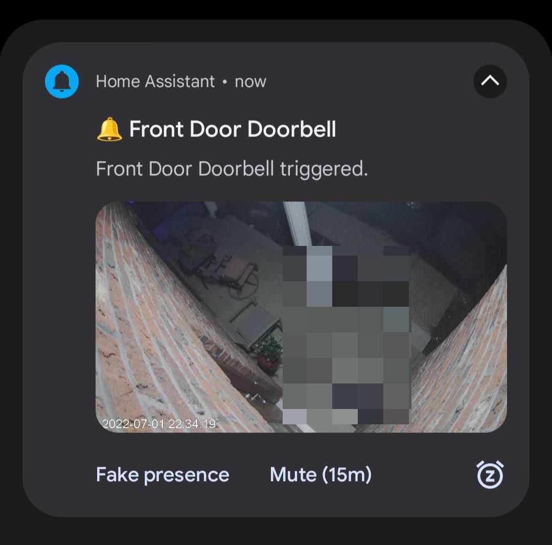 Simulated phone doorbell notification