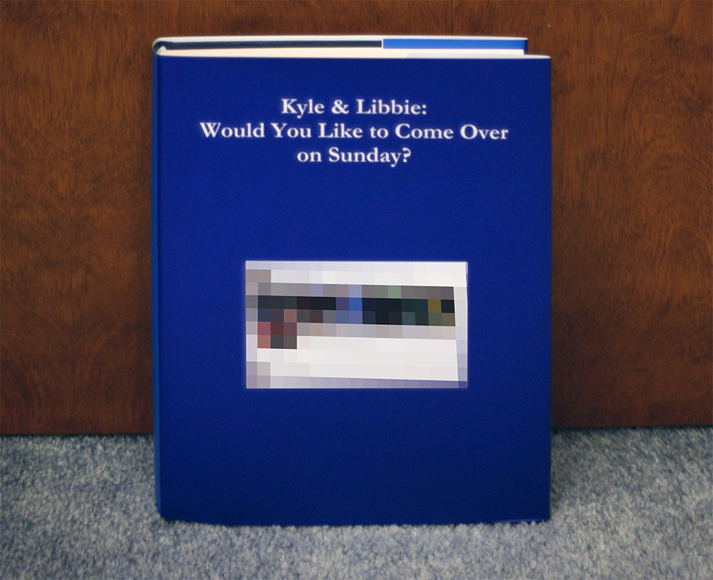 Custom hardcover book composed of facebook chat messages