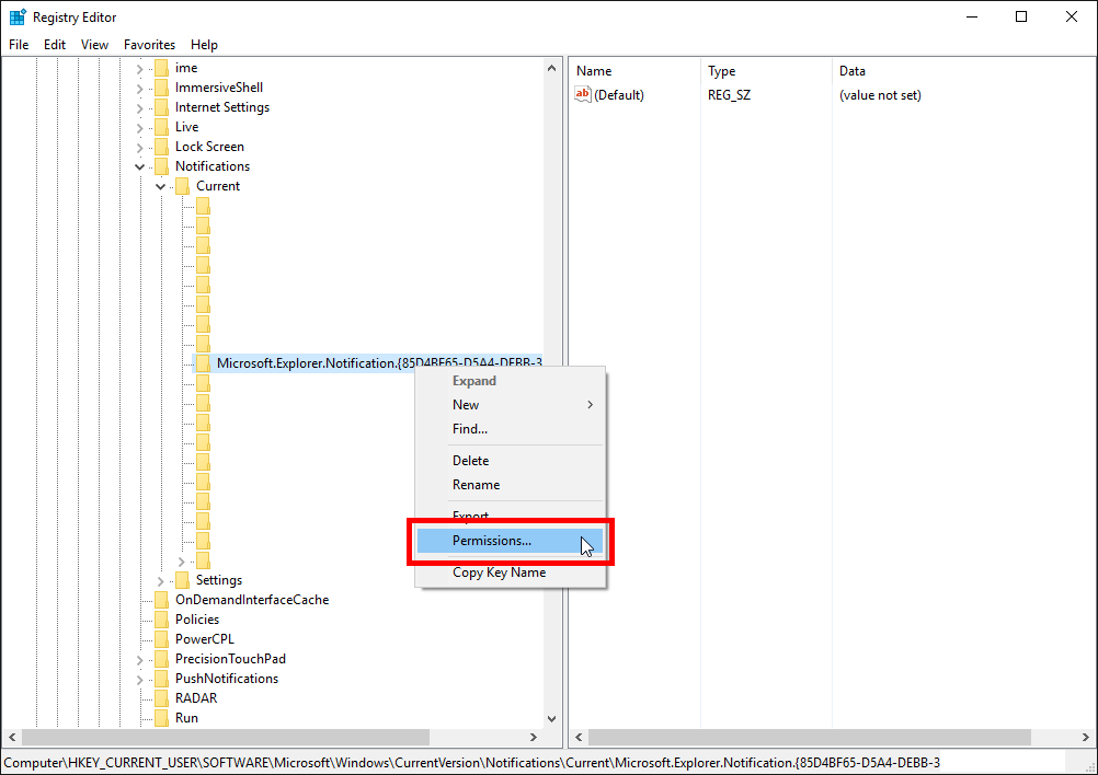 Editing Windows registry permissions