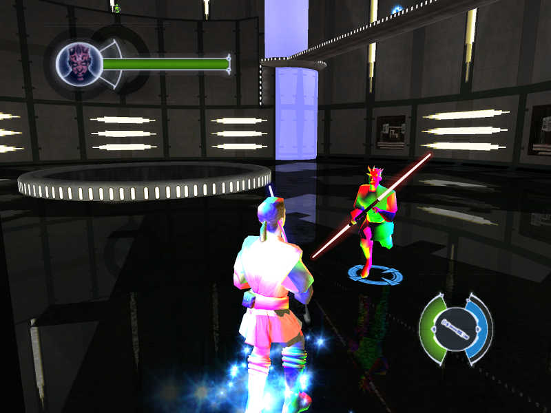 Star Wars Obi-Wan facing Darth Maul in-game