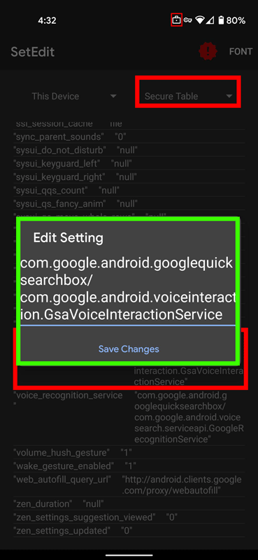 Updating the voice_interaction_service value with SetEdit
