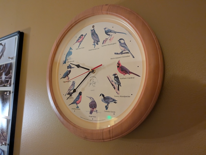 Audubon bird clock with a continuous sweep and new hands