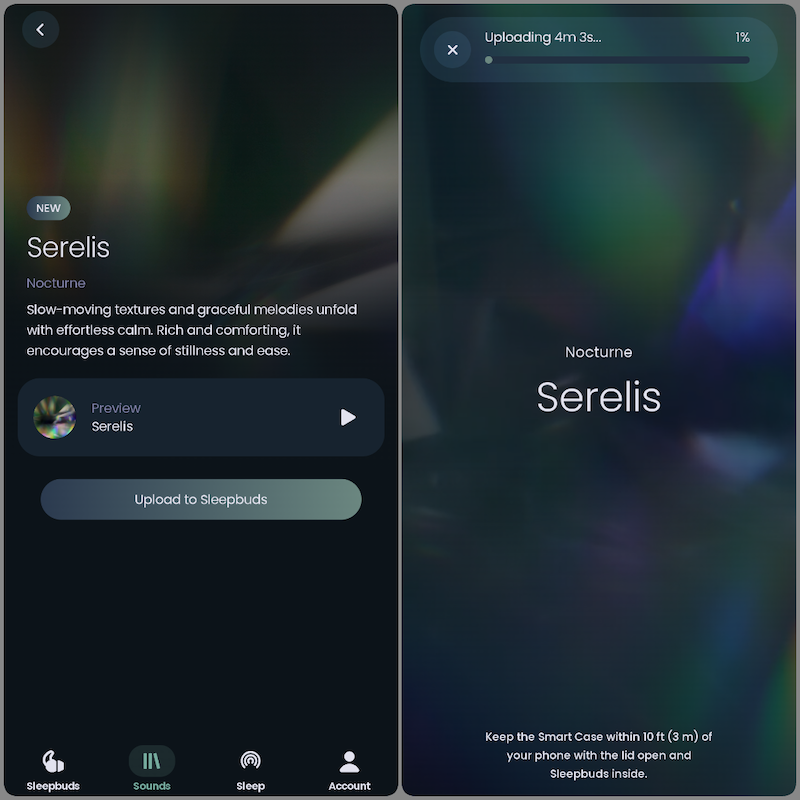 Ozlo app uploading custom sounds to the Sleepbuds