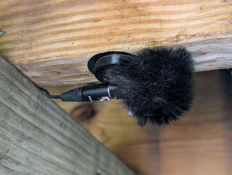 SO.1 Omni Microphone magnetically mounted under a deck joist