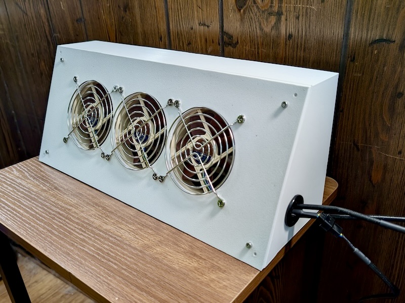 3D-printed baseboard register vent with fans installed